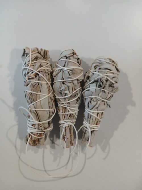 Sacred Sage Trio – 3 White Sage Sticks (4") Wrapped & Blessed | Cleansing, Protection & Renewal
