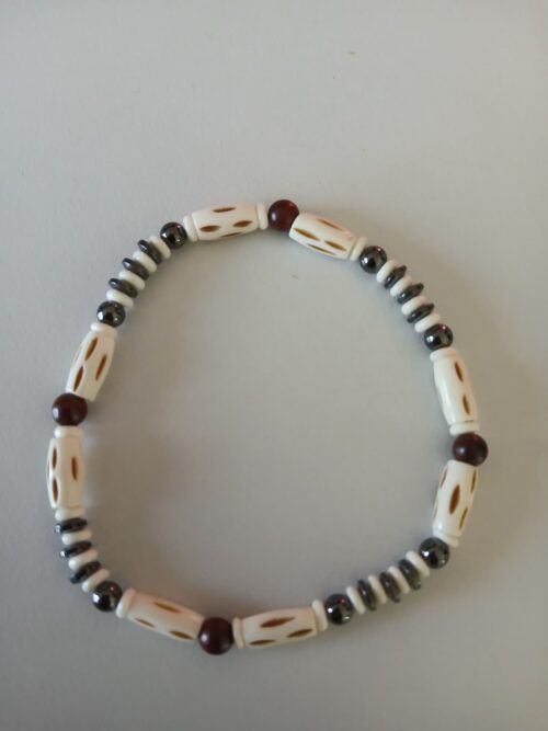 Ancestor’s Rhythm – Magnetic Energy Band with Buffalo Bone, Sandalwood & Hematite | Grounding, Ancestral Connection & Alignment