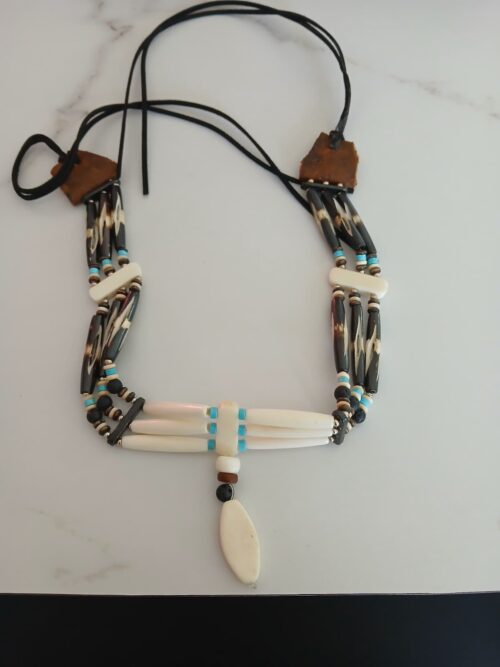 Ka’Thari Choker – Ancestral Choker with Buffalo Bone, Lava Beads & Turquoise | Spirit Path, Protection & Transformation