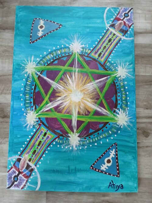 Lights of Sovereignty – Living Energetic Field Original Large Acrylic Painting (3 ft x 2 ft / 36 x 24 in)