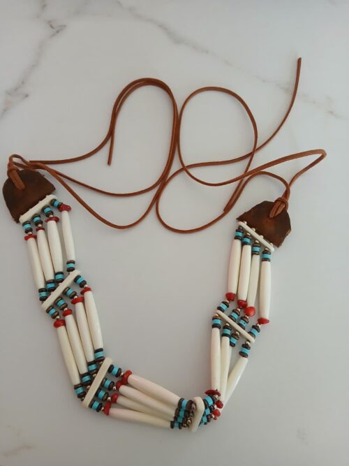 Sacred Warrior – Ancestral Choker / Headdress with Buffalo Bone, Horn & Turquoise | Courage, Protection & Strength