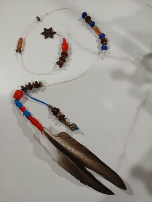 Star of the Summoner — 40″ Prayer Beads with Hexagram & Double Turkey Feathers | Living Vessel of Prayer