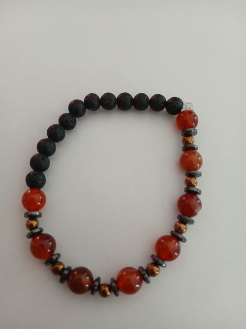 Vital Flame – Magnetic Energy Band with Carnelian, Copper, Hematite & Lava Beads | Strength, Vitality & Transformation