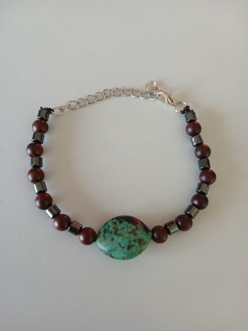 Voices of the Ancients – Magnetic Energy Band with African Turquoise, Hematite & Sandalwood | Grounding, Flow & Ancestral Protection